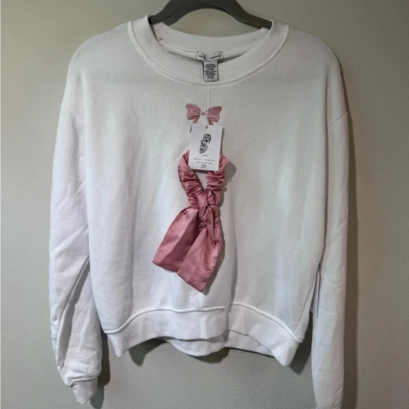 NWT Pink Bow Sweatshirt with Scrunchie/Bow - Picture 1 of 5